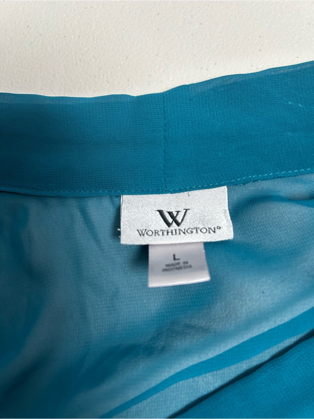 Worthington Teal Ruffle V-Neck Blouse with V neckline - Picture 8 of 10